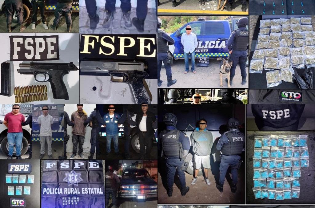 Asegura el Operativo Guanajuato Seguro, 9 mil 407 dosis de drogas; también detuvo a 77 personas por diversos delitos y 18 armas de fuego.